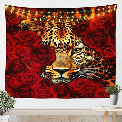 Miniatura 3 de Tapiz femenino de flores de rosas rojas, tapiz de pared para el día de San Valentín, decoración de habitación de niñas y mujeres, cielo estrellado