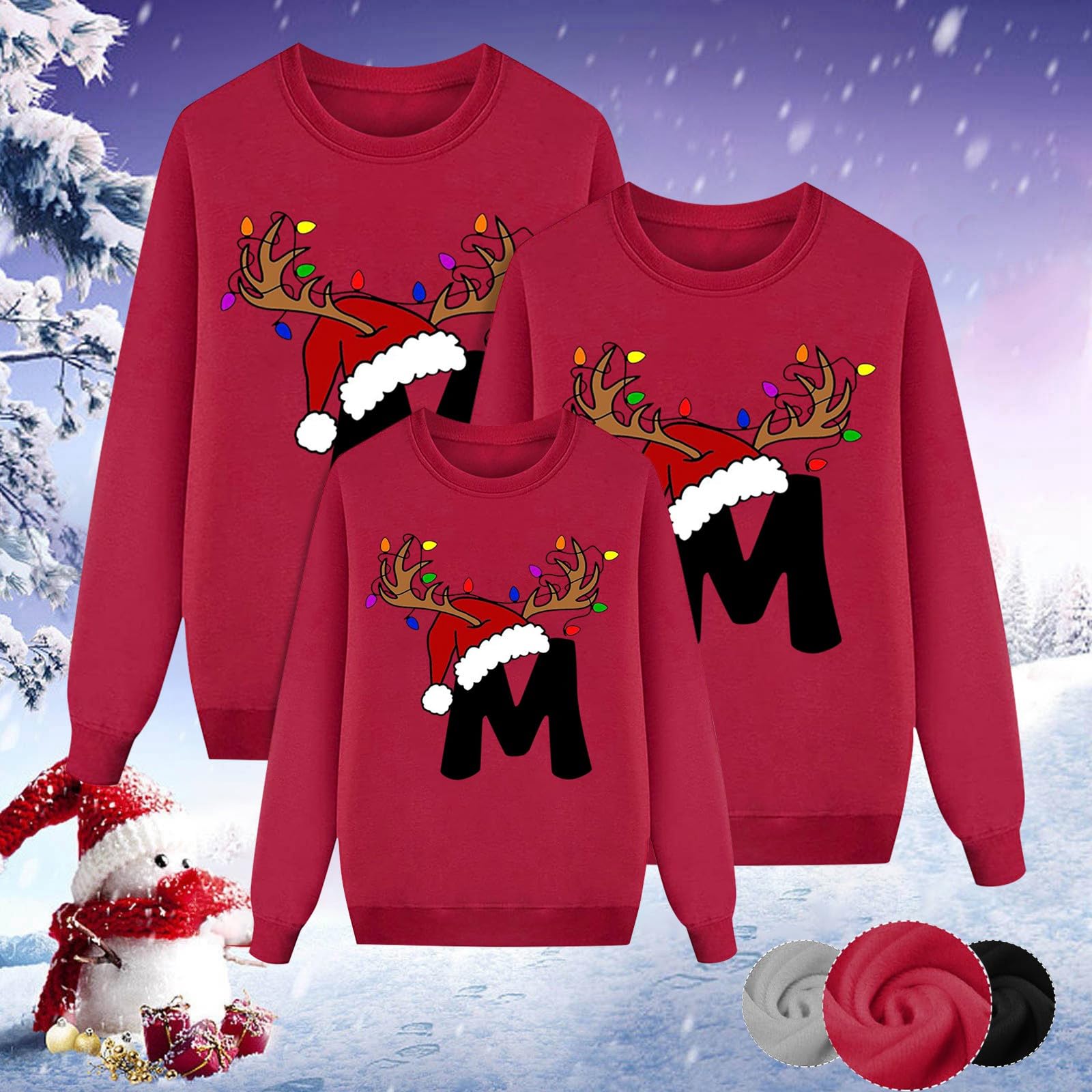 Generisch Weihnachtspullover Familie Set Damen Herren Kinder A-Z Letter Lustig Weihnachtspulli Ugly Rentier Pullover Weihnachts Rundhals Pulli Christmas Unisex Sweater