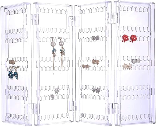 Miniatura 2 de Sooyee Organizador plegable de 4 puertas para colgar joyas, soporte de doble cara y caja de almacenamiento de 3 capas para cosas y manualidades con