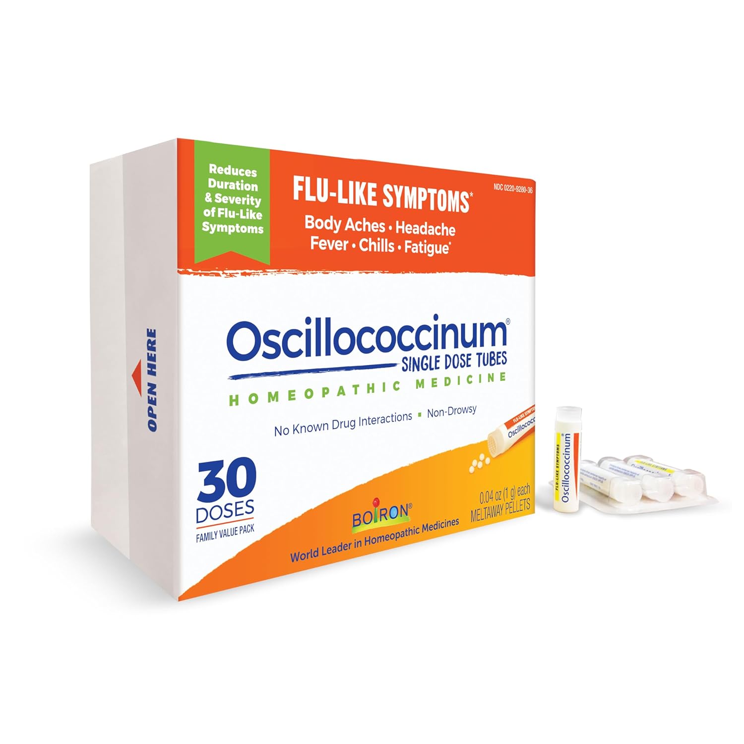 Boiron Oscillococcinum for Relief from Flu-Like Symptoms of Body Aches Headache Fever Chills and Fatigue - 30 Doses