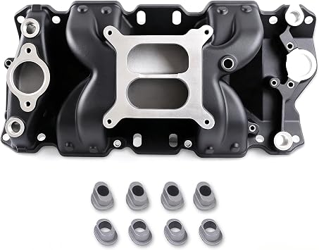 7501 52026 Dual Plane Air-Gap Intake Manifold for SBC V8 Black
