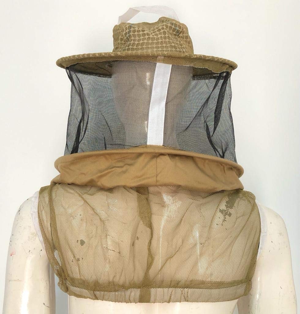 Clothes N Leather Gear Three Layer Ventilated Beekeeping Veil in Round (Khaki, 3 Layer HAT)