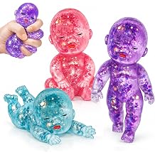 3Pcs Cute Glitter Baby Squishy, Soft Squeeze Stress Ball for Kids and Adults, Adorable Desk Decor, Birthday, Party Favor, Stocking Stuffer