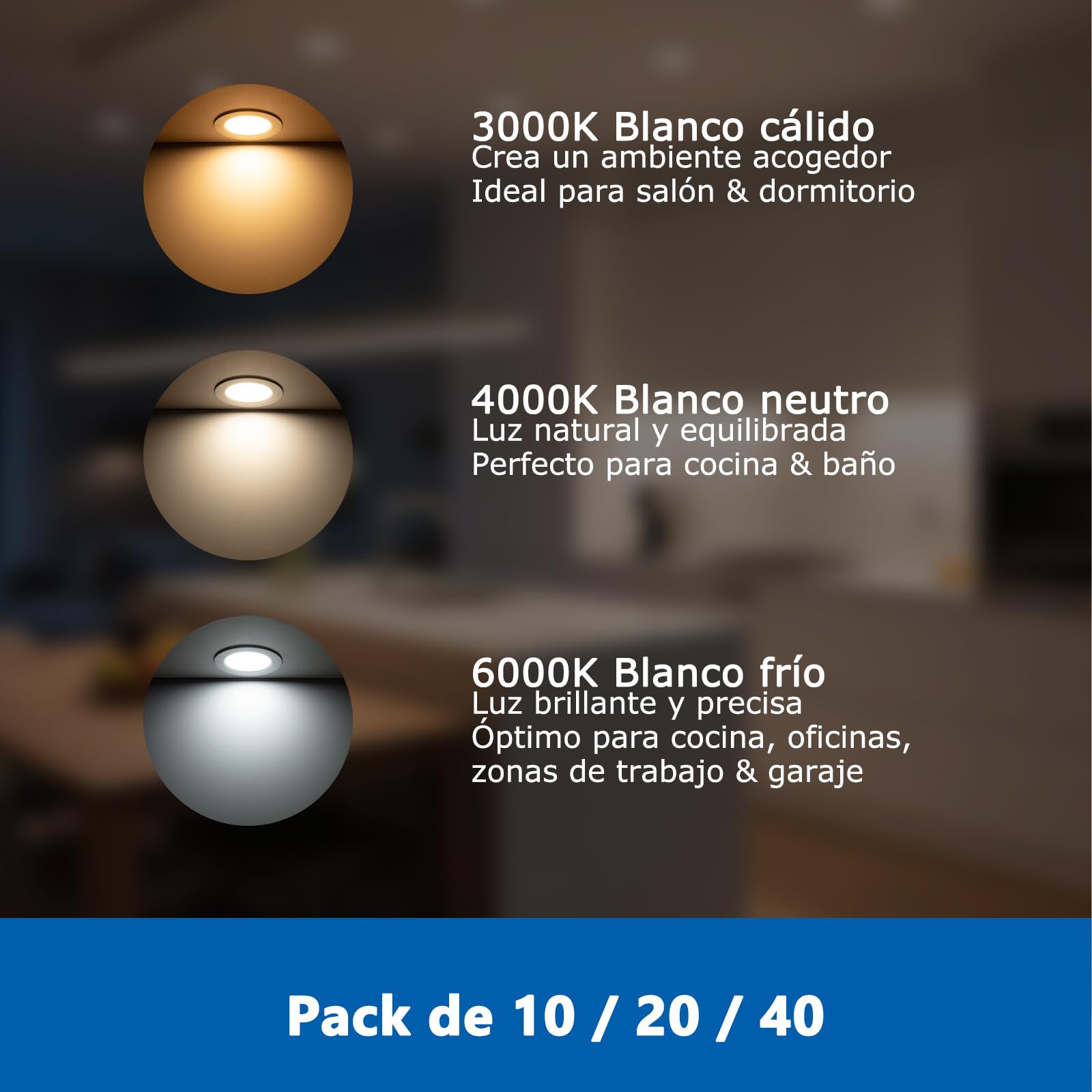 ZIZZLER Downlight Led Techo Empotrable, 6000K Blanco Frio Redondo 5W IP44, Corte 68-80mm, Foco Empotrable Led Interior Techo, Luces Ojos De Buey LED, Para Baño, Cocina, 220V-240V, Pack 40