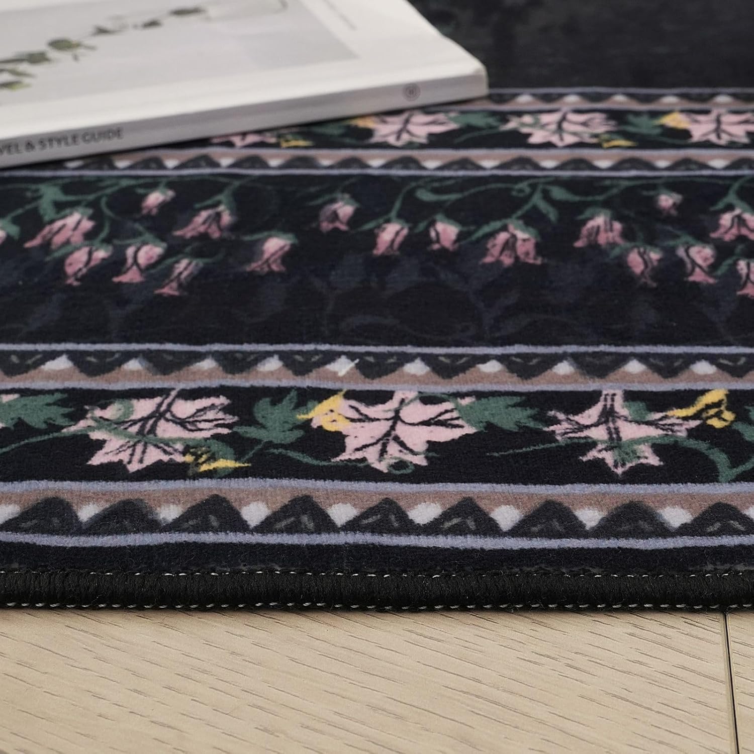 Rugcomf Runner Rug Impressionist-Style Vintage Kitchen Rugs Non Slip Washable Soft Carpet Runner for Kitchen Laundry Bedroom Bathroom, Black - Image 6