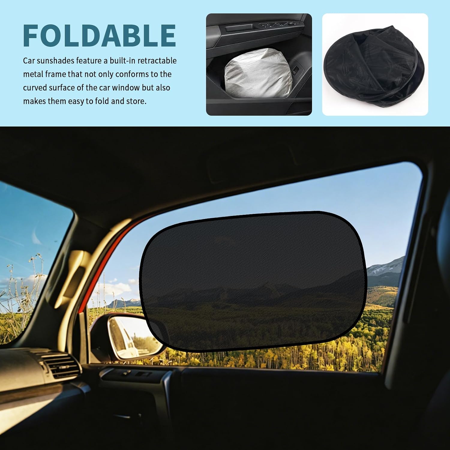 2PCS 20"×12" Car Window Shades for Baby,2026 New Static Cling Car Shades for Side Windows Blocks Sunlight,Heat,Glare,Portable Automotive Side Window Sun Shade for Cars,SUVs