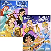 Disney Princess Coloring Books Set of 2 - 80 Pages Each with Games, Puzzles, Mazes for Kids Ages 3+