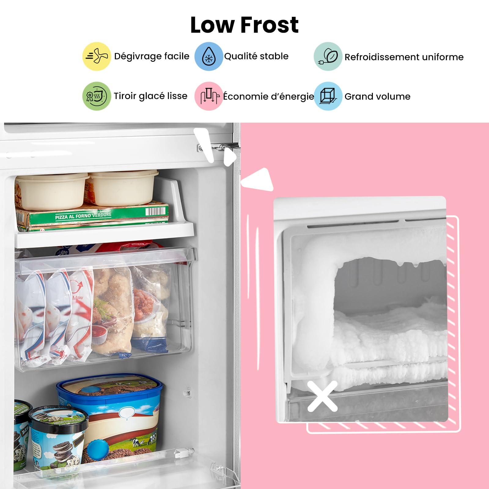 Comfee' RCB169DK2(E) Réfrigérateur avec Congélateur 150 cm Low Frost Noir 174L