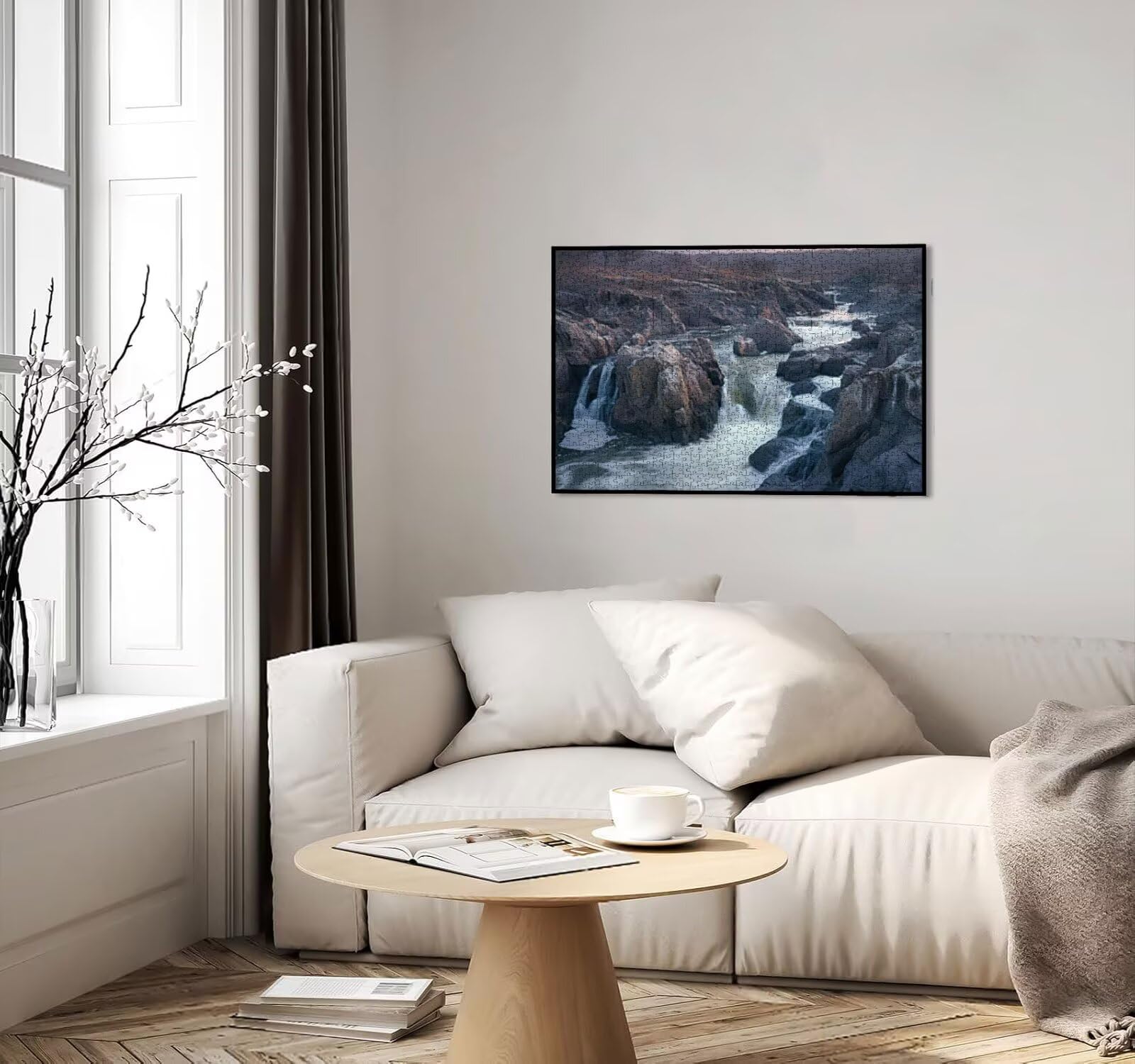 Puzzle 1000 sztuk, wodospady rzeki 3D Puzzle dla dorosłych wymagające, artystyczne puzzle edukacyjne, zabawne i stymulujące dekoracyjne puzzle dla rodziny, jako prezent i dekoracja ścian R6KH-704