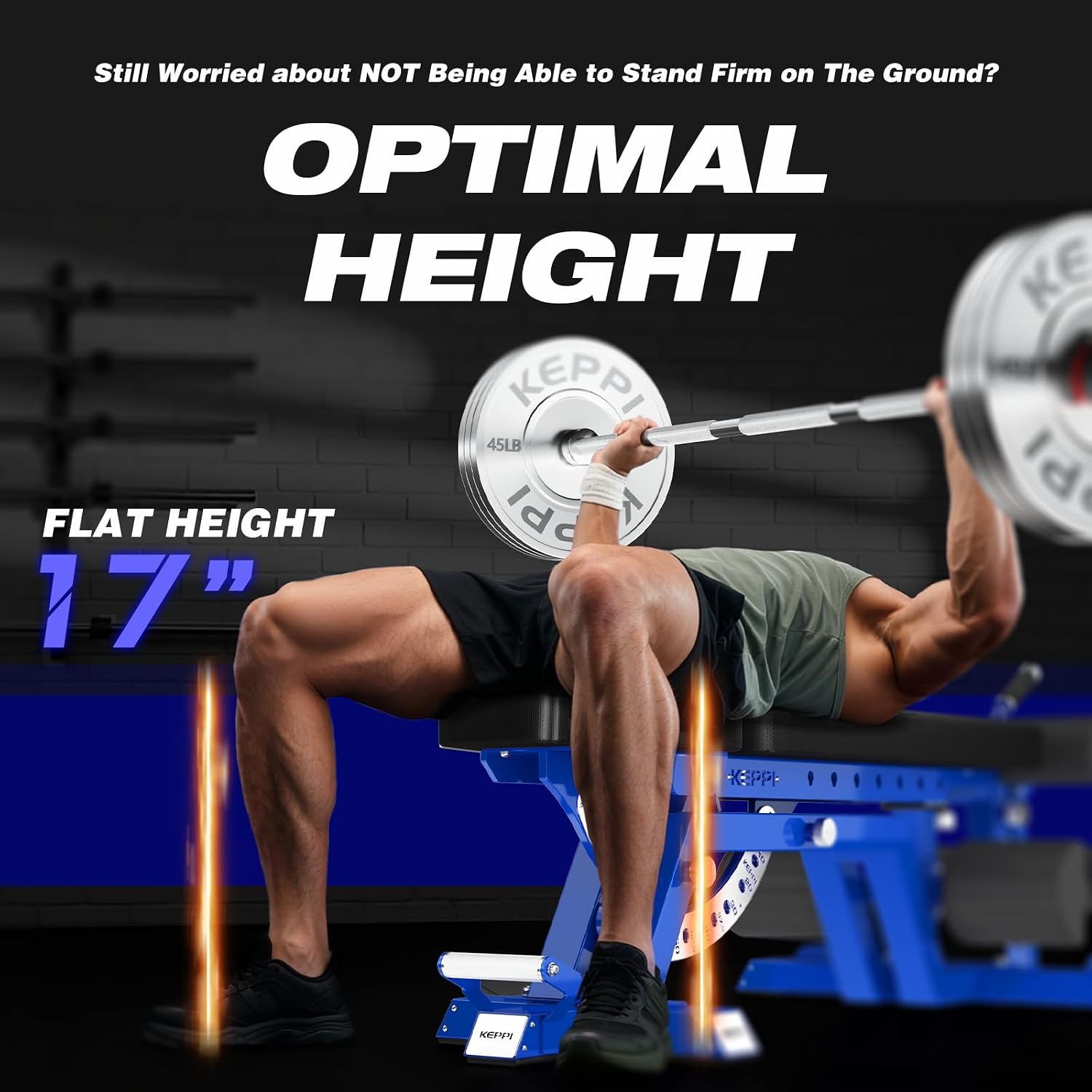 KeppiFitness Weight Bench, 1500LBS Capacity Workout Bench, 17” Bench Press Height, 11+8 Adjustable Weight Bench with Flat/Incline/Decline Angle and Vertical Storage - Bench6000 2026 Version