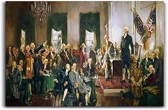 Signing of The Constitution of The US Bill of Rights Us History Poster Canvas Wall Art Print Painting Aesthetic Artwork Home Living Room Bathroom Wall Decor 24x36inch(60x90cm) Unframe-style
