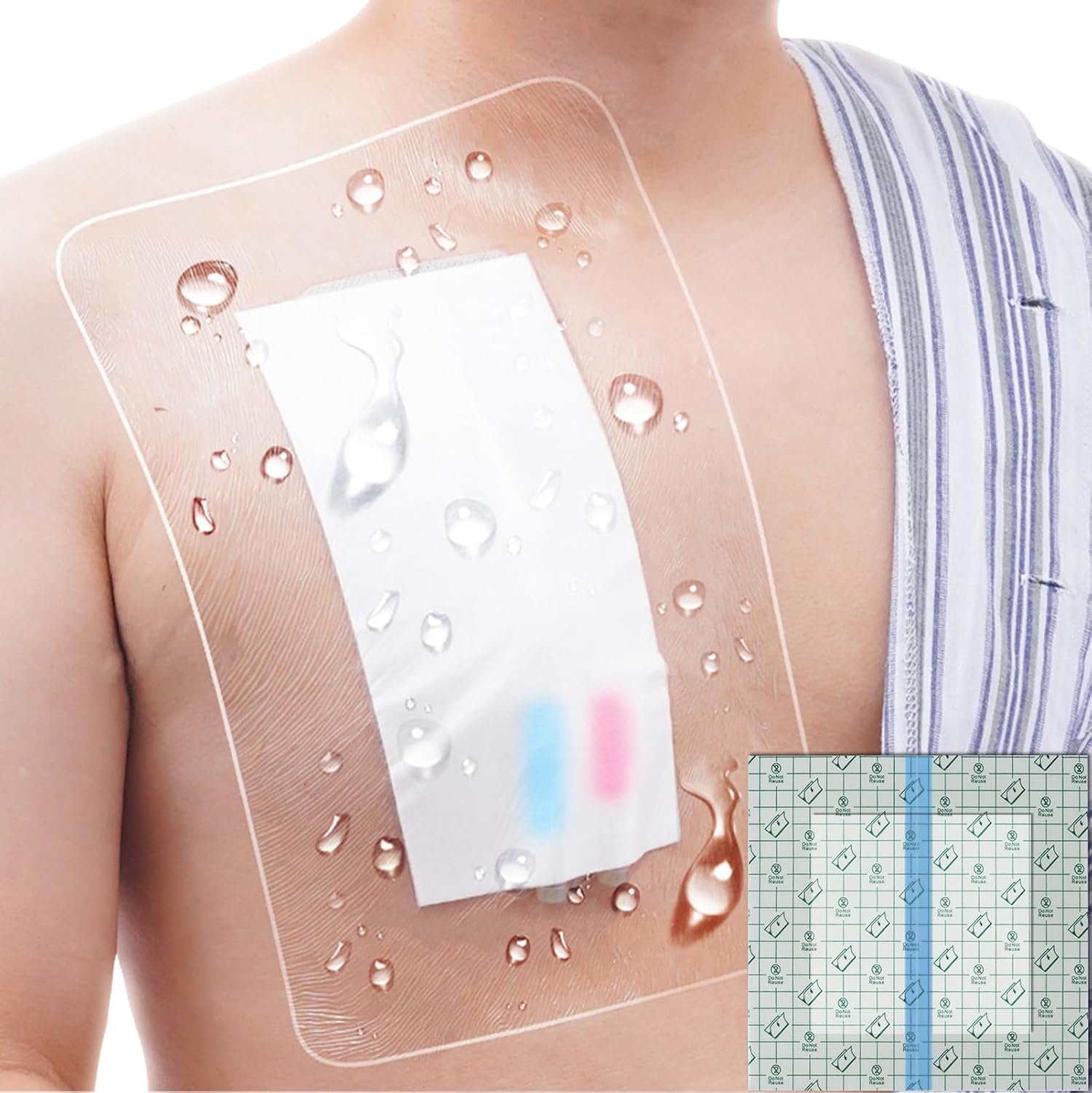 Waterproof Shower Protector | 12x16 Inch Dialysis Catheter Shower Cover Large | Without Glue in The Center for Chest Chemo Port Picc Line PD Peritoneal Dialysis Accessories Bandage (Pack of 14)