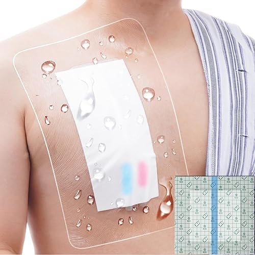 Miniatura 13 de Protector de ducha impermeable Funda de ducha para catéter de diálisis de 10x12 pulgadas grande Sin pegamento en el centro para puerto