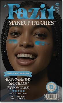 Fazit Aqua Game Day Speckles - Sports Makeup Patches Waterproof & Sweat-Proof Team Spirit Face Stickers for Sports Events, Cheer, and Tailgates Easy Peel & Apply Face Decals for Fans 12 Pack