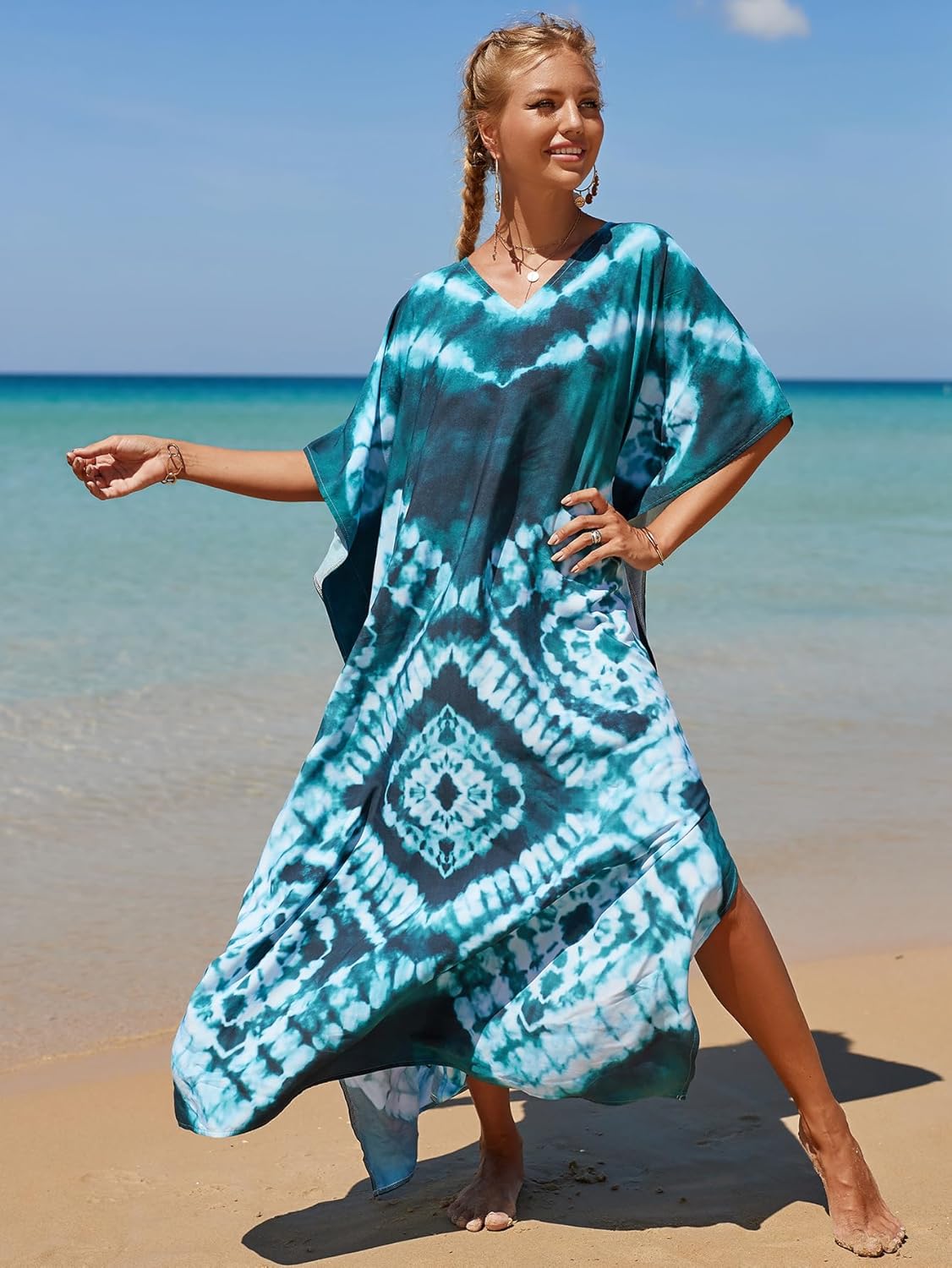 Kaftan Dresses for Women Plus Size Bathing Suit Cover up Caftan Maxi Beach Dresses - Image 6