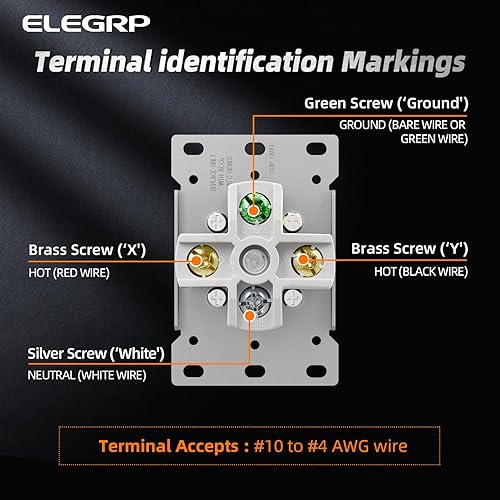 Miniatura 10 de ELEGRP Receptáculo de alimentación de montaje empotrado blanco de 30 amperios y 250 V, NEMA 6-30R, toma de corriente de hoja recta para
