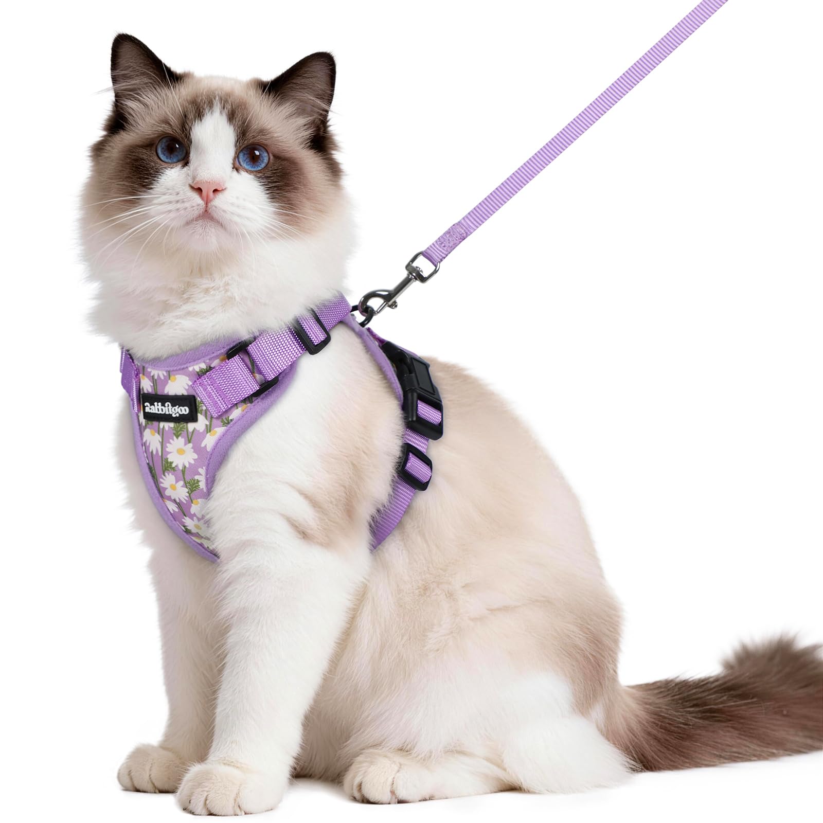 rabbitgoo Cat Harness and Leash Set, Escape Proof Vest, Purr-ple Daisy