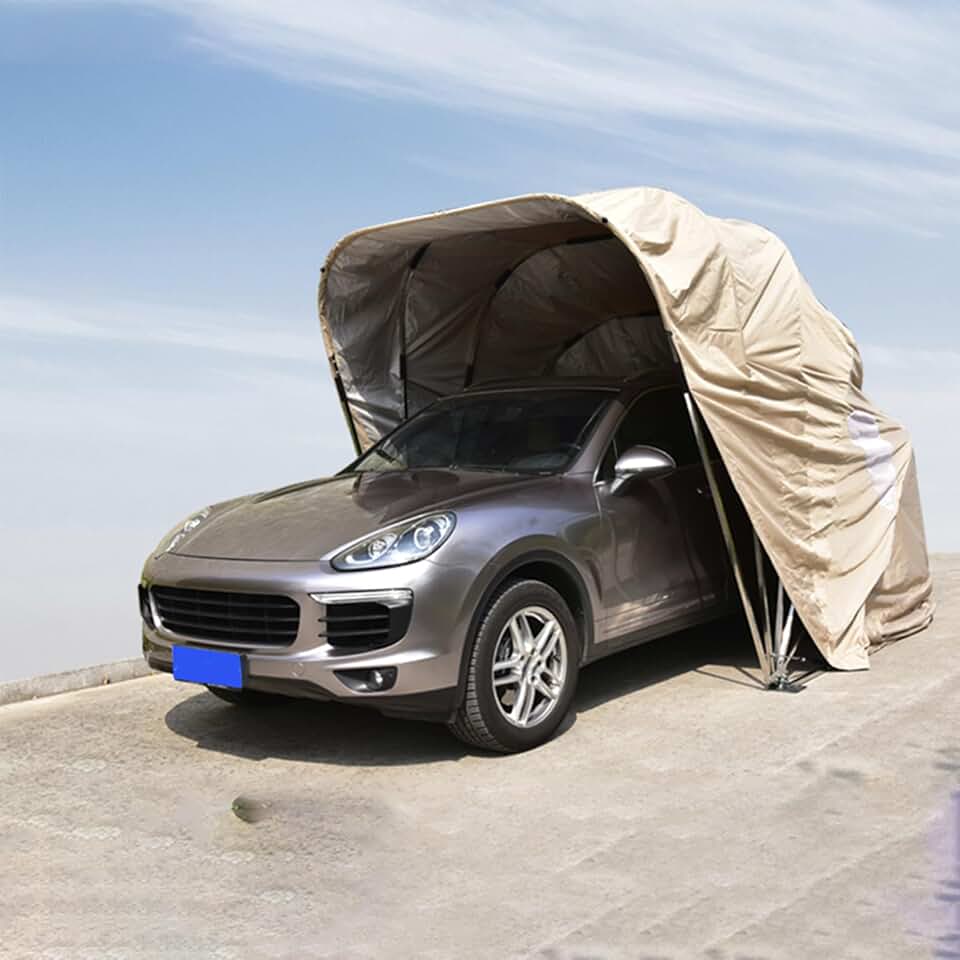Portable Carport for Cars, SUVs and Motorcycles, Oxford Cloth and Galvanized Frame, 179 x 98 x 91 Inches, 81.6 kg, Fully Automatic Telescopic Shelter