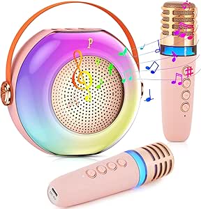 Kids Karaoke Machine For Boys Girls Bluetooth Toddler Kareoke Speaker Toy With 2 Microphones For Singing Portable Children Mic Machine Gift For Festival Birthday