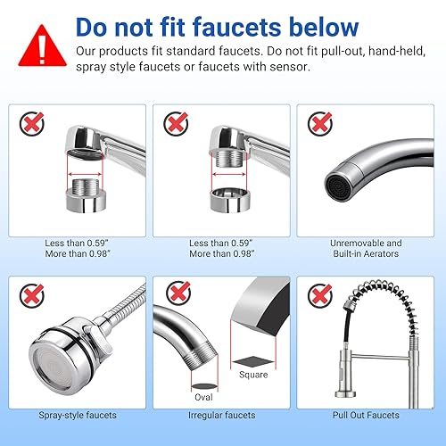 Miniatura 6 de Filtro de agua de montaje en grifo para fregadero de cocina, salida de agua de modo doble, filtro de agua para grifo de fregadero que reduce el