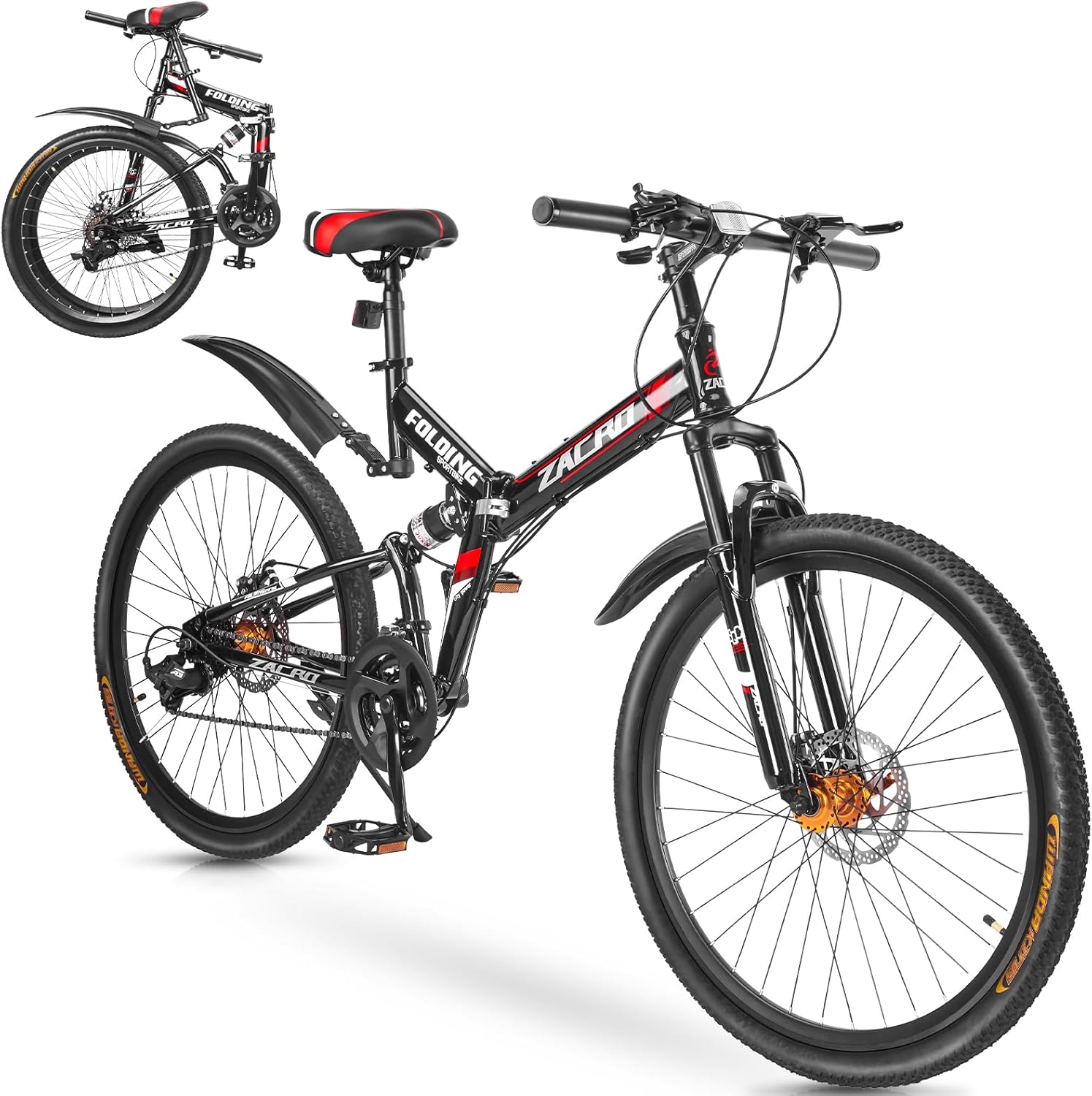 Zacro 26 Inch Folding Mountain Bike, Upgraded 24 Ghana Ubuy