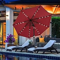 Vista 9 de ABCCANOPY - Sombrillas duraderas con panel solar y 32luces led, de 9pies, para patio (borgoña)
