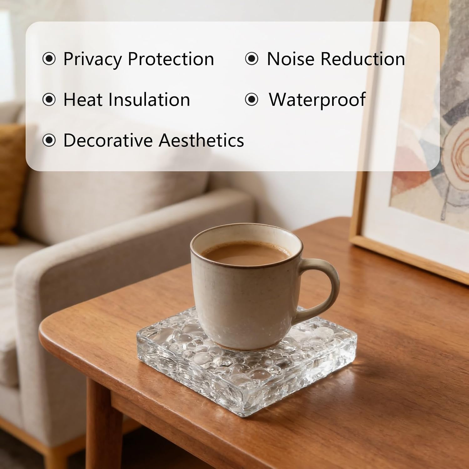 5.9 X 5.9 X 1.9 in Bubble Like Texture Clear Square Solid Glass Block Energy Saving Heat Insulation Brick for Bathroom Decor(4pcs)