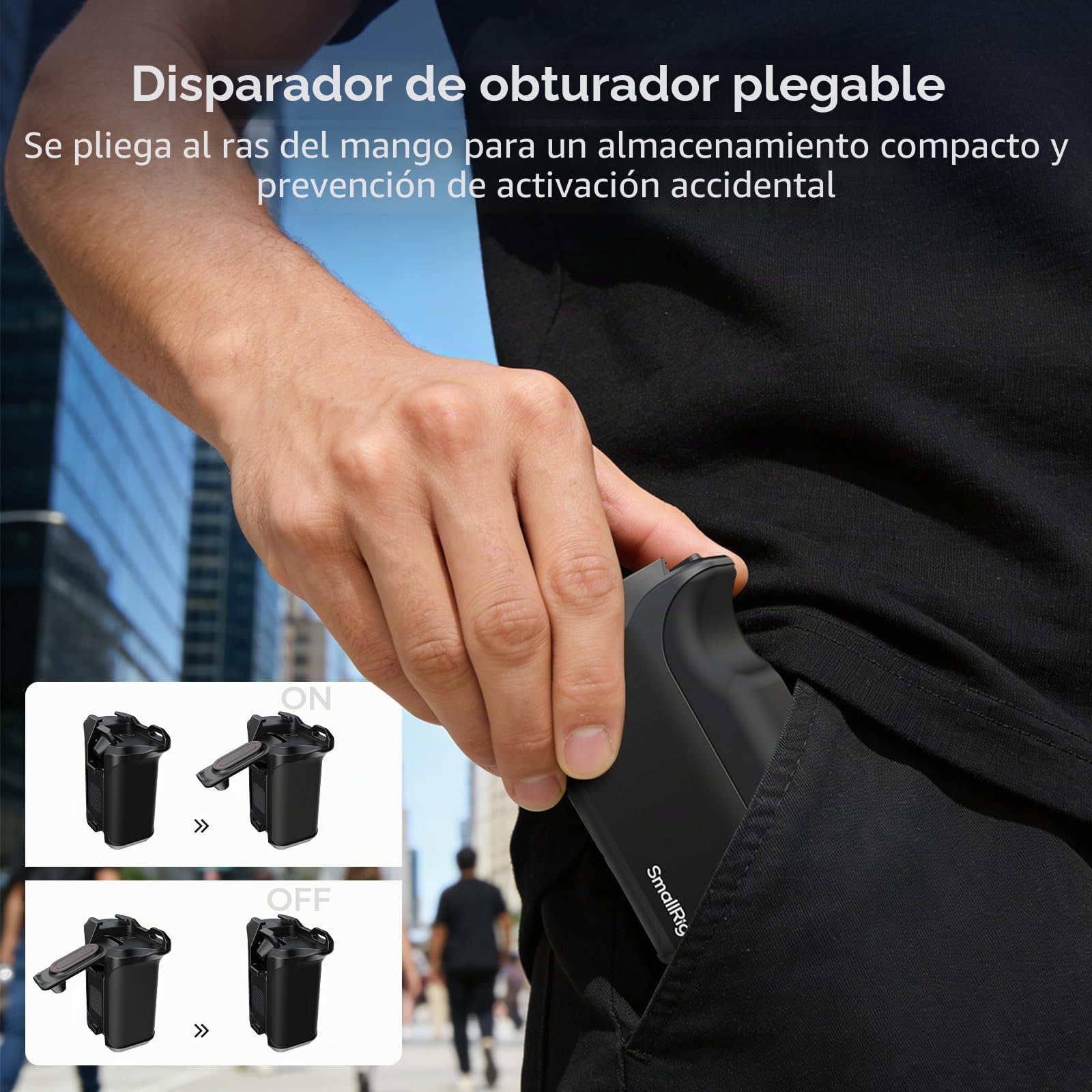 SMALLRIG Empuñadura para Fotografía Callejera para dji Osmo Action 5 pro/4/3, Liberación Rápida, Botón de Disparo, Zapata Fría, Correa de Muñeca, Roscas 1/4", para Jaulas dji y SmallRig - 5826
