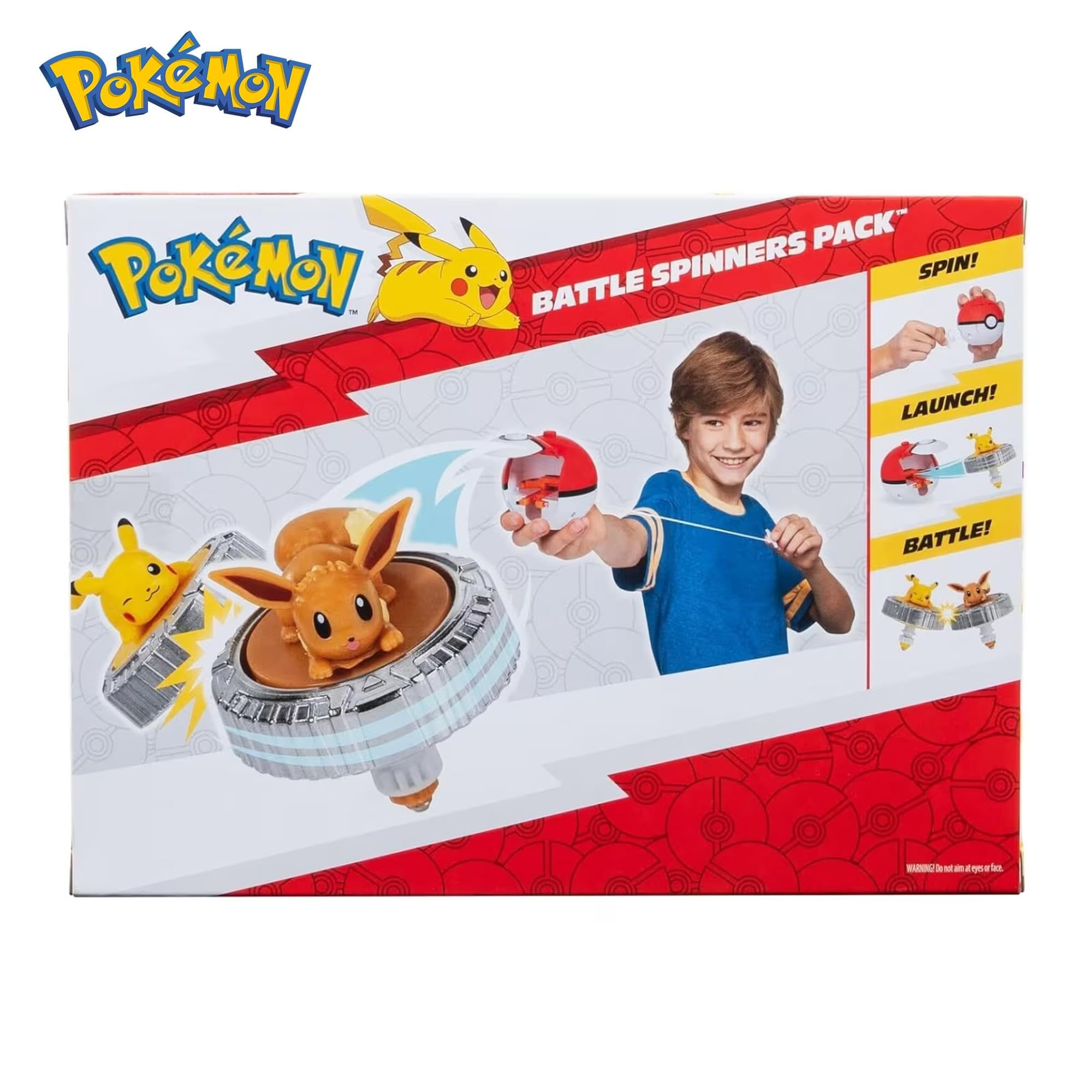 Pokémon Pack de toupies de Combat Évoli Toupie de Combat avec Lanceur de toupie Poké Ball