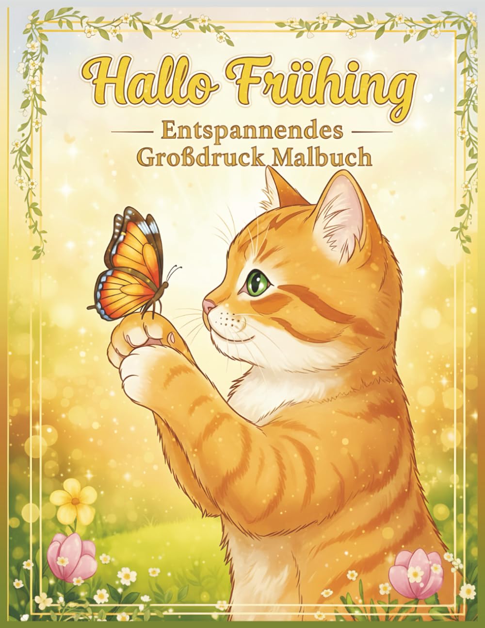 Hallo Frühling Entspannendes Großdruck Malbuch: Motive von Tieren, Blumen und Natur für Erwachsene - Klare Konturen für mehr Achtsamkeit und Stressabbau