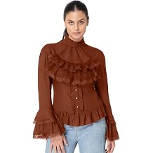 ThePirateDressing Women's Renaissance Medieval Victorian Gothic Pirate Shirt Blouse with Removable Tie
