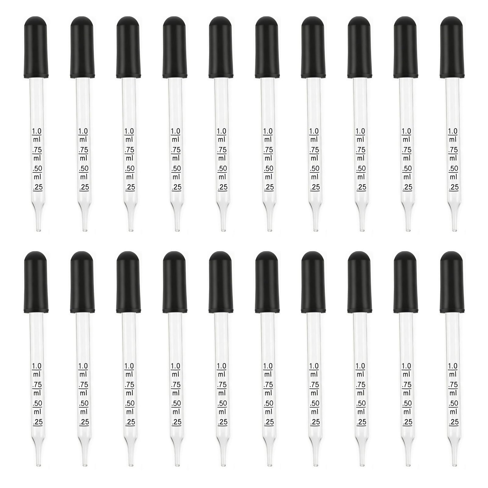 Qusinfc 20Pcs Laboratory Glass Liquid Dropper 1ML Glass Graduated Pipettes for Transfering Candy Oil Resin Craft Lab Dropper Droppers School Lab