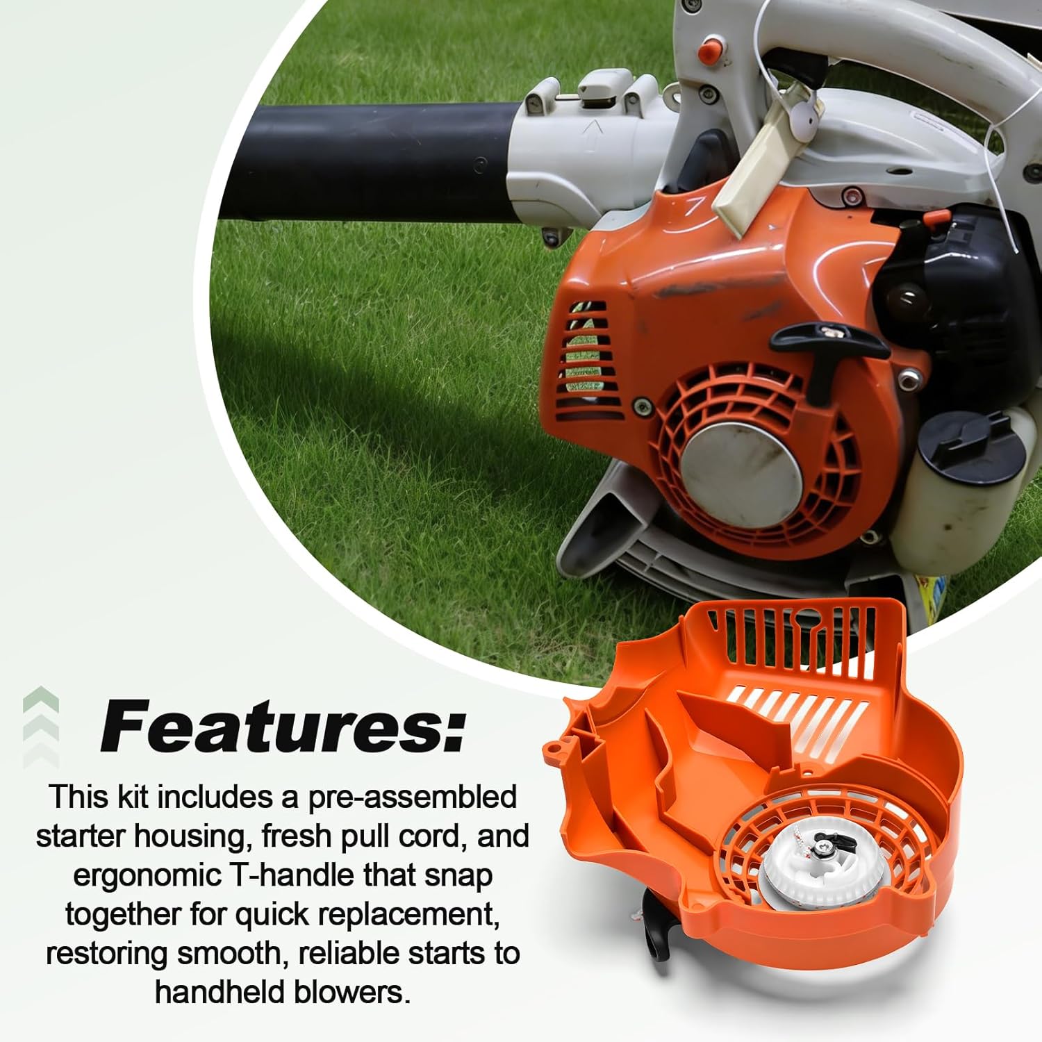 Recoil Pull Rewind Starter Assembly with Replacement Pull Cord and Handle Compatible with STIHL BG55 BG65 BG85 SH55 SH85 Blower Replace 4229-080-2104
