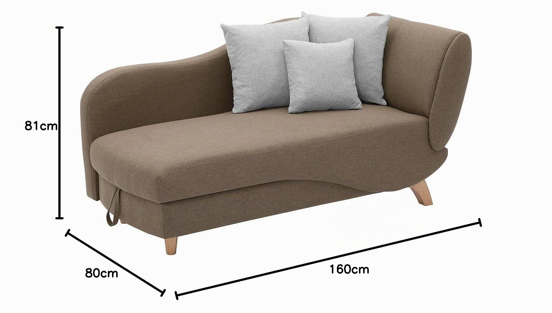 Vente-unique Recamiere mit Schlaffunktion & Stauraum - Ecke rechts - Stoff - Braun - Penelope