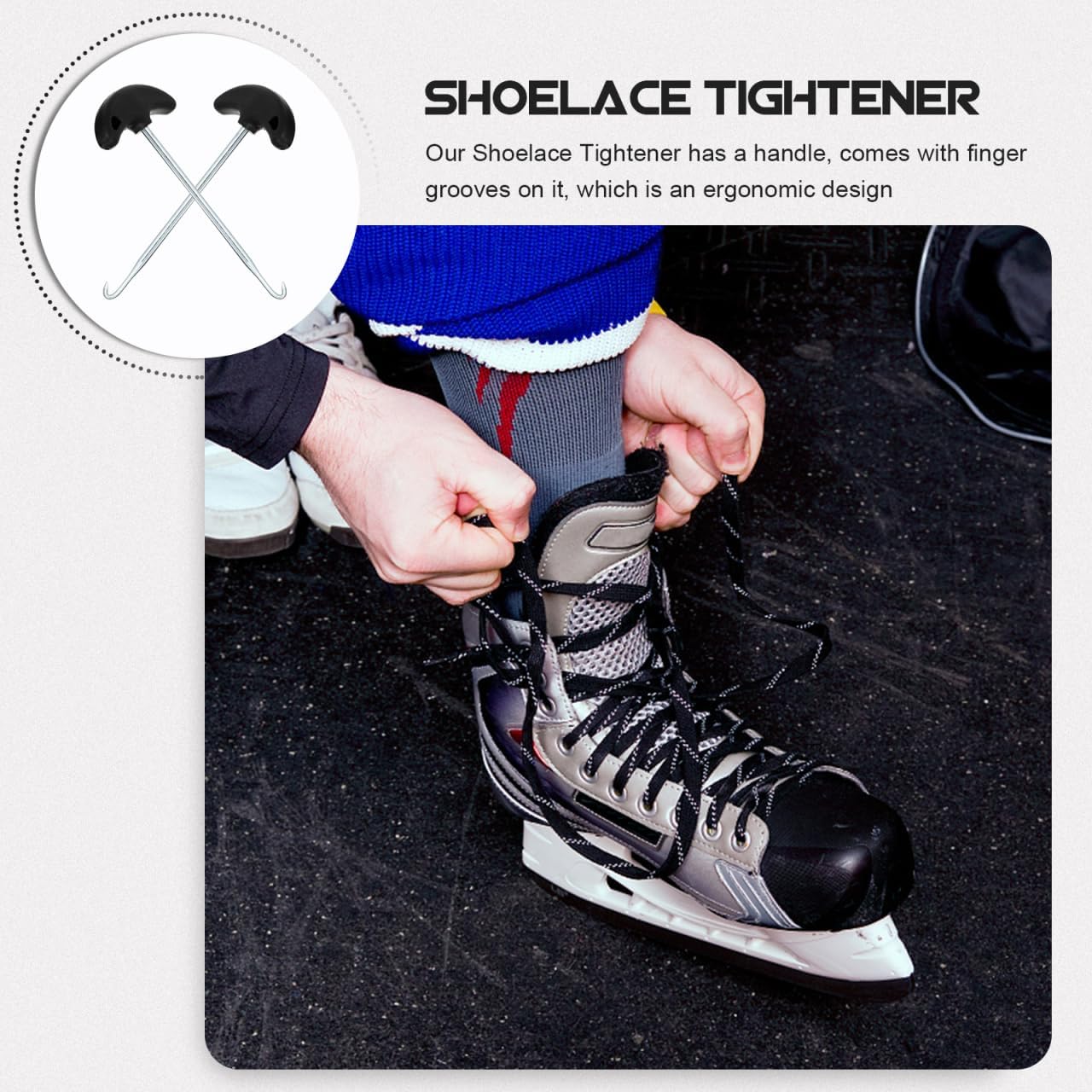 Sosoport 2pcs Shoe Lace Tightner Stainless Steel Shoe Lace Pullers for Secure Lacing Ideal for Ice Skating and Hockey Boots