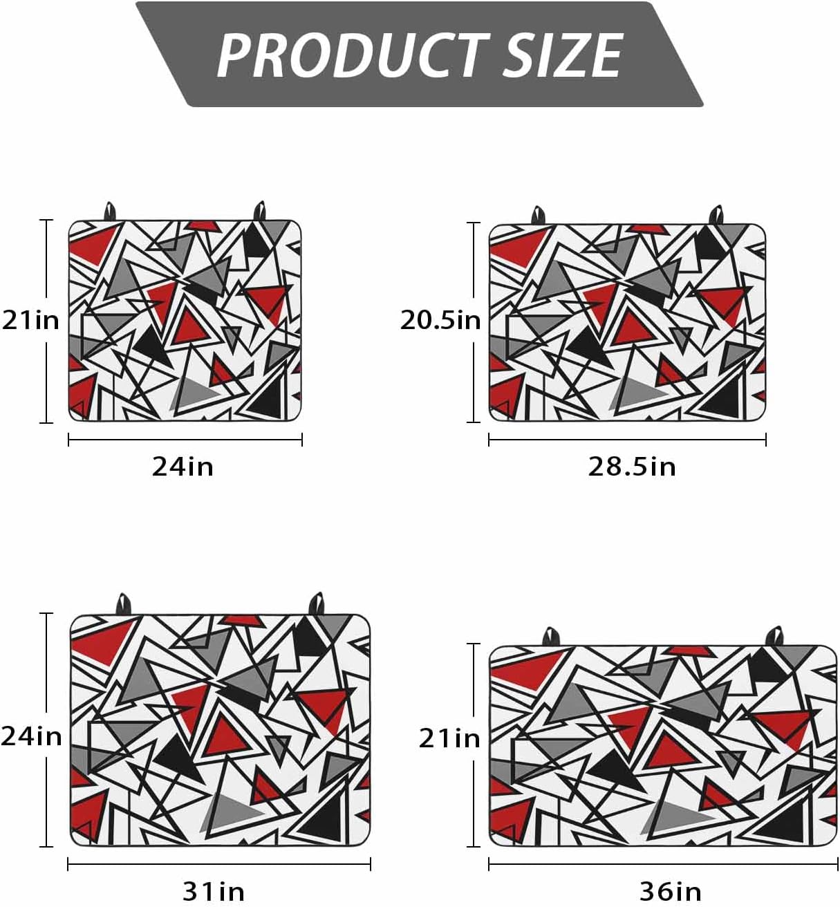 Stove Top Cover Red Grey Geometric Stove Cover for Electric Stove Top Triangle Modern Art Glass Cooktop Covers Anti-Slip Mat Heat Resistant Countertop Protector Kitchen Decor 28.5"x20.5"