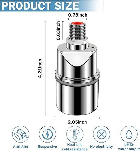 Miniatura 4 de Válvula de flotador de control de nivel de agua de acero inoxidable para tanque, válvula automática de control de nivel de agua, válvula de flotador