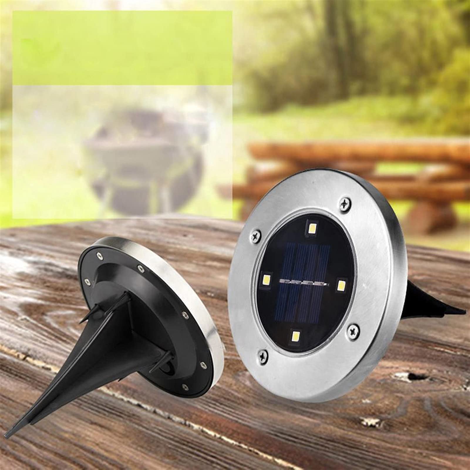 Solar-Bodenleuchten, 4 wasserdichte LED-Bodeneinbauleuchten, Solar-Gartenleuchten, Landschaftsleuchten for Wege, Hof, Deck, Terrasse, Gehweg, 6 Packungen Lampen (Color : Bianco, Size : 6PACK)