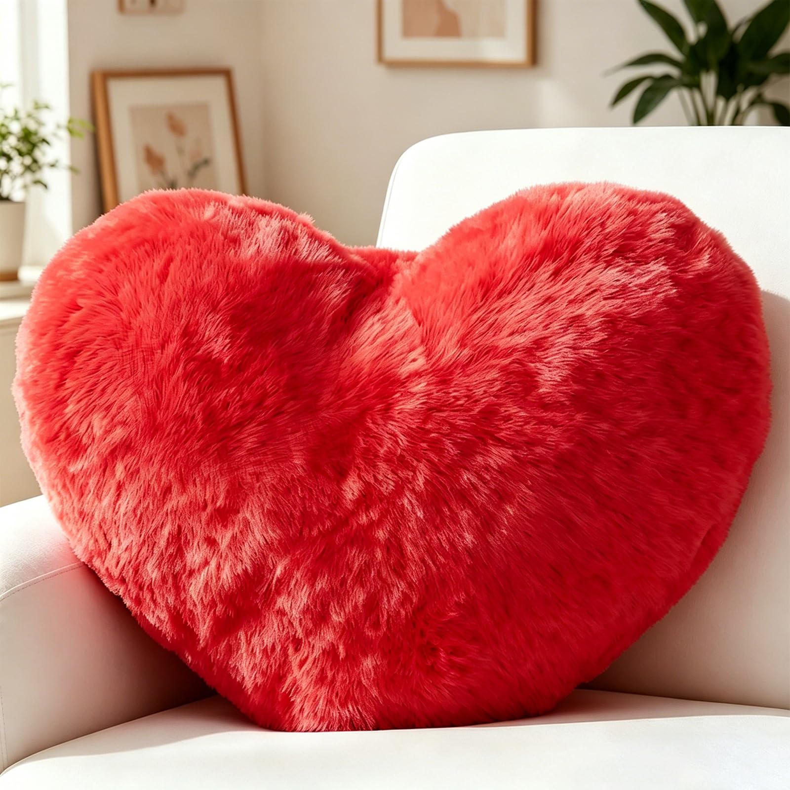 Herzkissen, Herz Kissen aus Plüsch, Herzform Kissen Kuschelkissen, Schmusekissen Flausch Love Zierkissen, Romantisches Geschenk zum Geburtstag, Valentinstag Oder Muttertag, für Sofa, Bett (Rot) Küche, Haushalt & Wohnen