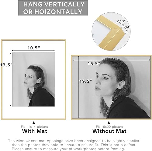 Vista 334 de Golden State Art - Portarretratos de aluminio de 18 x 24 pulgadas - con paspartú para fotos de 16 x 20 pulgadas o sin paspartú para póster de 18 x