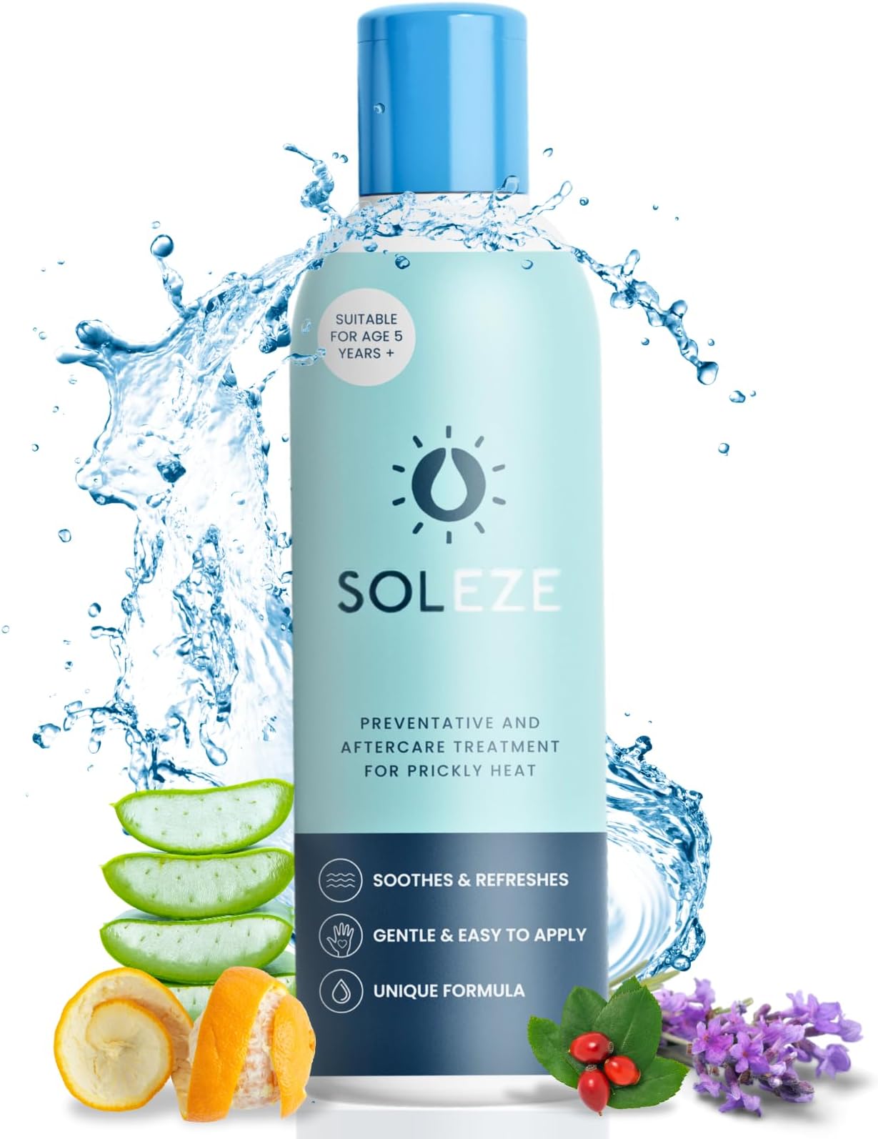 SOLEZE Prickly Heat Treatment Spray - Fights the Cause of Prickly Heat and Heat Rash Made of Natrual Ingredients 150ml