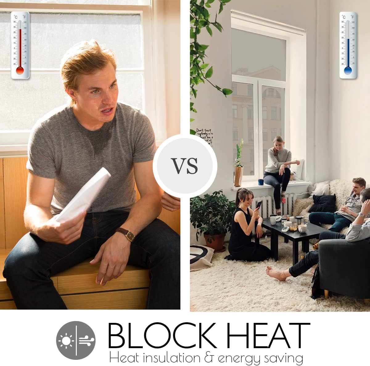 One-Day Sale: Up to 70% Off HIDBEA One Way Mirror Window Film Daytime Privacy, Reflective Window Tint for Home, Heat Control UV Blocking, Non-Adhesive Self Static Cling Window Sticker(Black-Silver, 35.4 Inch x 32.8 Feet)