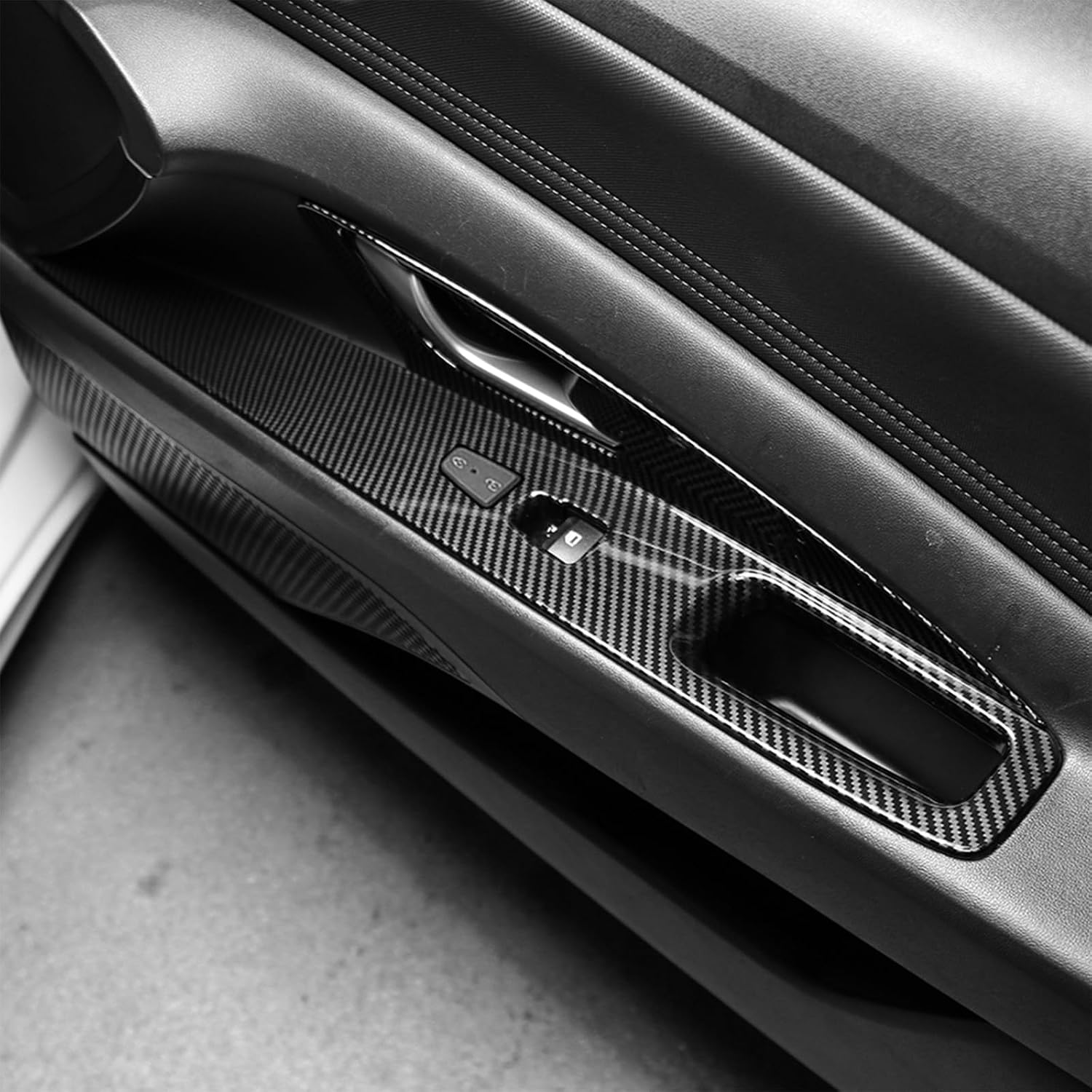 5Pcs Door Lock Glass Control Button Panel Cover Window Lift Switch Panel Trim Compatible with Hyundai Elantra N 2022-2025 Elantra N Line 2021-2025 Accessories (Carbon Fiber Pattern)