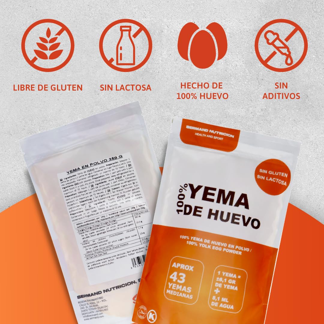 Tuorlo d'Uovo in Polvere (350 g) | Tuorli d'Uovo in Polvere | Uova Pastorizzate | Senza Additivi | Senza Lattosio | Confezione con Chiusura Zip