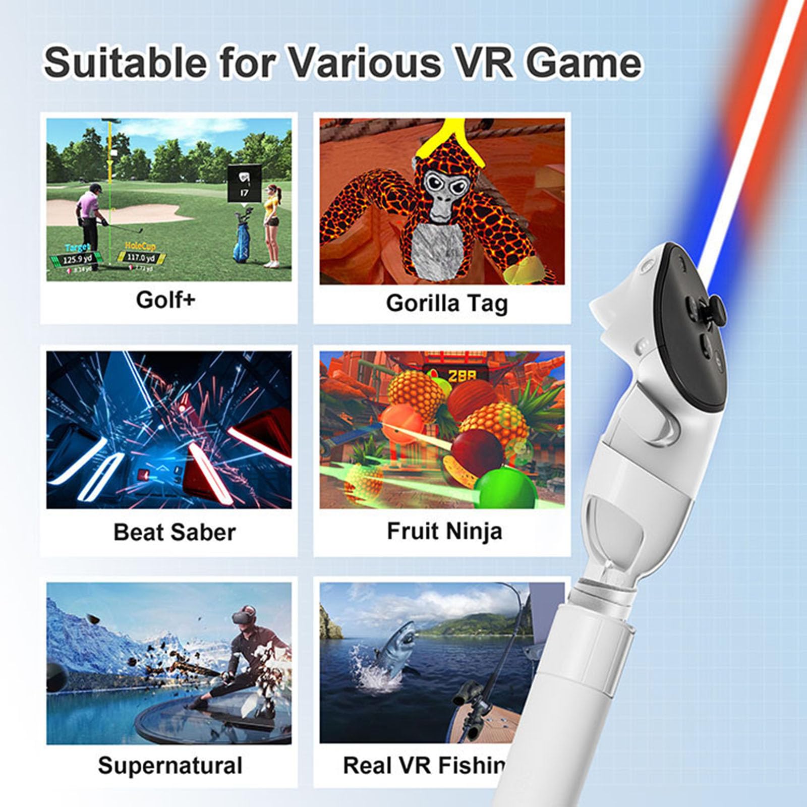 Extension de poignée Meta Quest 3 Quest Pro VR - Autocollant - Accessoire golf