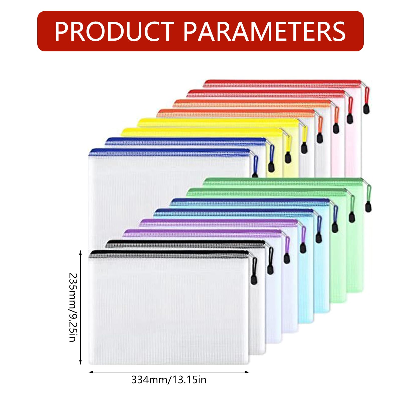 16 Piezas Maletines con Cremallera 33 X 23 cm Maletín Archivador de Archivos Impermeable PVC Bolsa para Documentos para Escuela Oficina Viajes Bolsas Transparente para Documentos