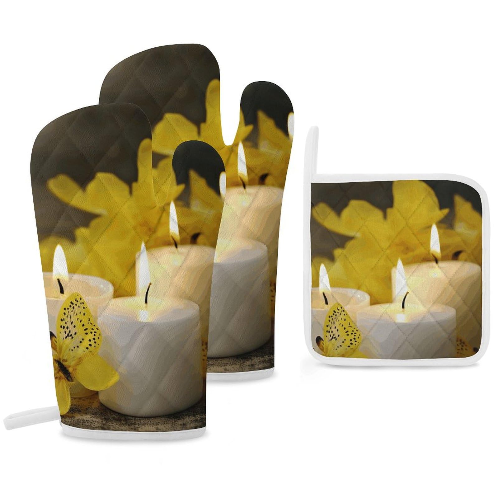 Gants de cuisine papillon jaune résistants pour ne plus se brûler