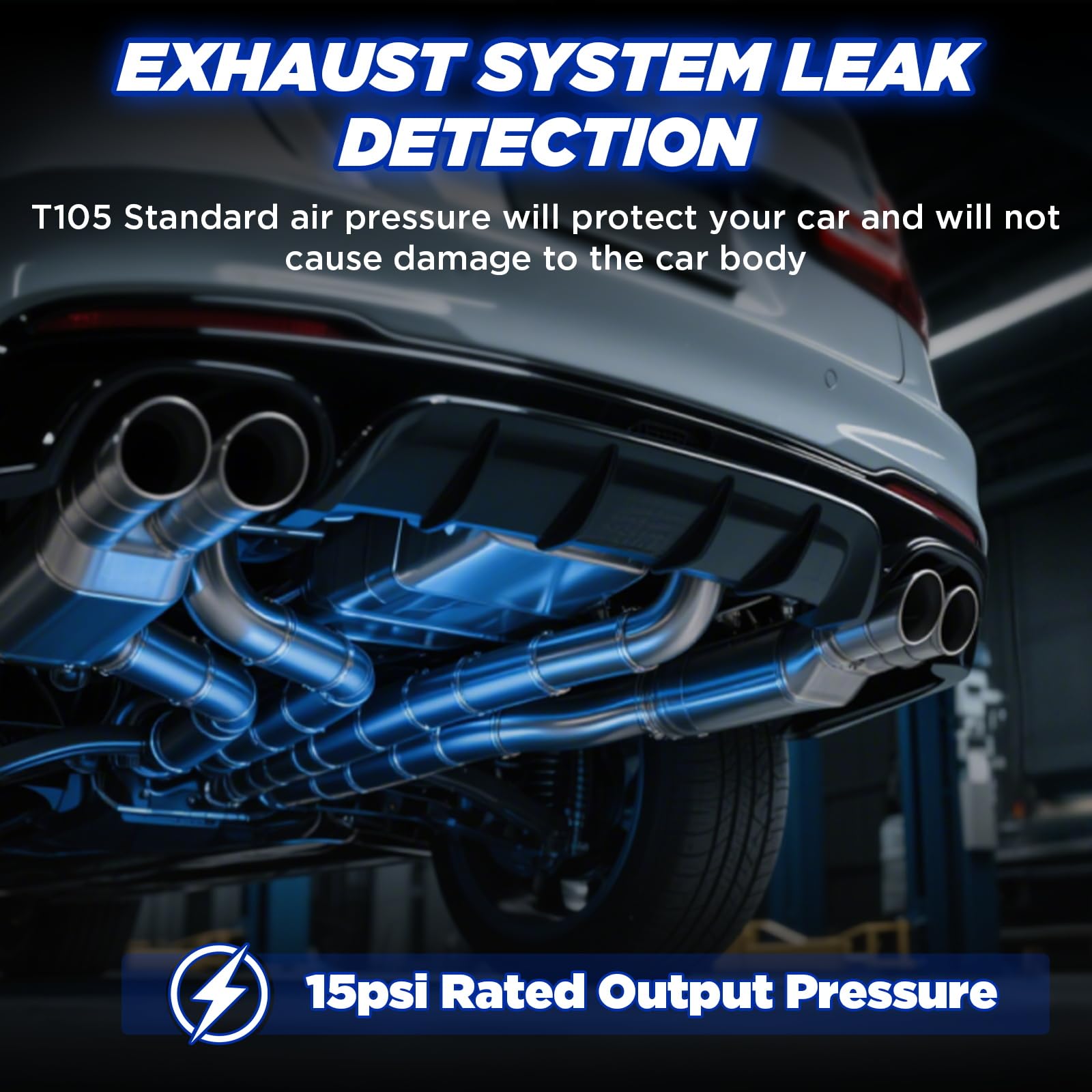 Tester di perdite per automobili con macchina del fumo T105, con pompa dell'aria integrata e manometro, tester diagnostico EVAP e rilevatore di perdite di carburante per tubazioni, per veicoli a 12V