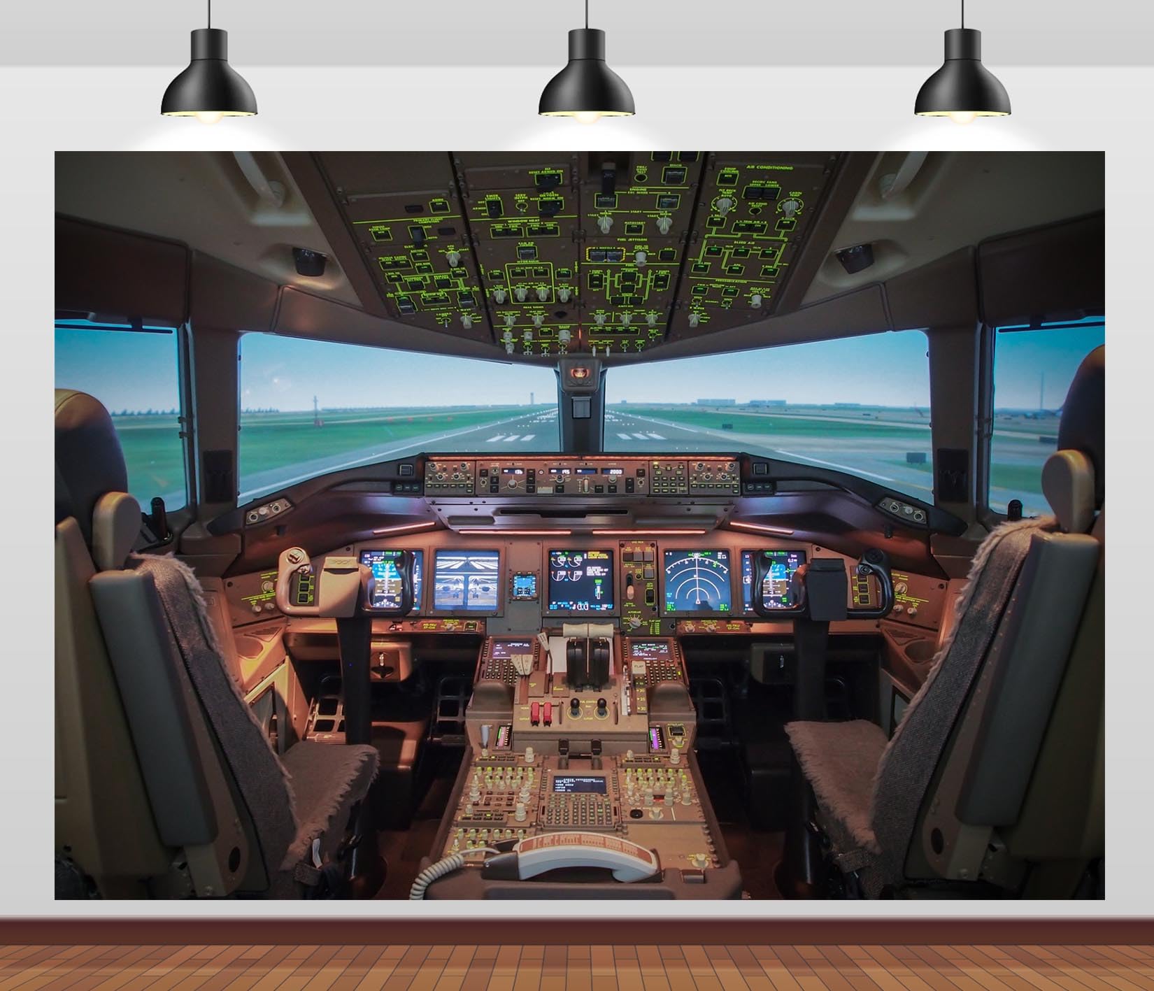 Loccor 7x5ft Fabric Aircraft Cockpit Backdrop Airplane Sky Flying Cockpit Inside Airliner Background for Pilot Kids Portrait Photo Shoot Airplane