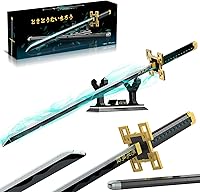 Vista 11 de HIGH GODO Set de construcción de espadas de anime, 40 pulgadas, Hashibira Inosuke, set de espada doble con soporte, bloques de construcción